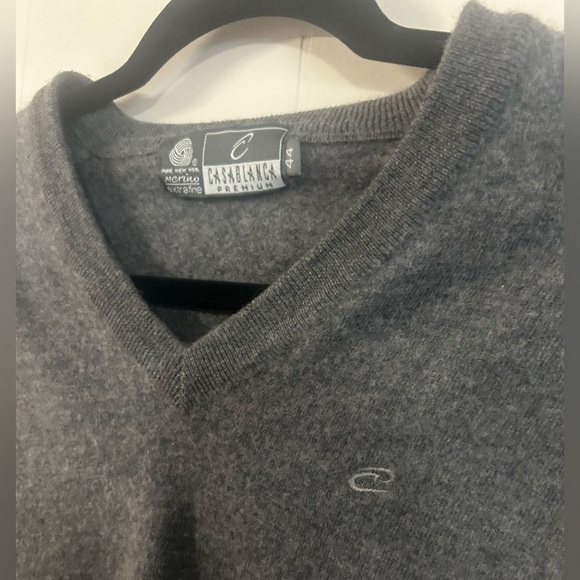 Casablanca Premium Sweater Men’s Size 44 Pure Wool Extra fine Grey V-Neck - Picture 3 of 8